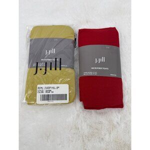 J. Jill 2 pr Microfiber Tights size S/M Red & Pear Small/Medium NEW